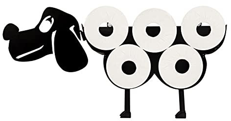 Azazaza Porta rotolo di carta igienica a forma di pecora, nero, autoportante, divertente, montaggio a parete, per bagno (cane)