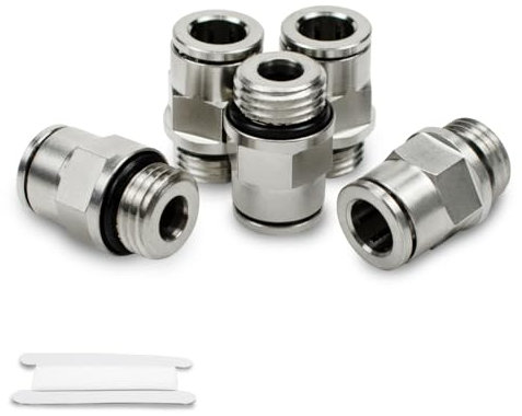 Bwintech 5 Pcs Tubes 6mm OD x filetage mâle 1/8 BSP avec joint torique Raccord pneumatique à verrouillage poussé droit en laiton nickelé