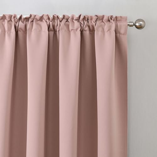 Blackout - Tenda oscurante con nastro arricciato, diversi colori e dimensioni (rosa antico, 140 x 145 cm)