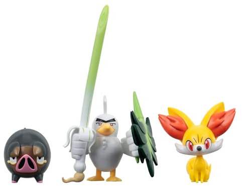 Pokémon PKW3602 - Battle Figure Set - Fynx, Ferkuli, Lauchzelot, offizielles Figuren Set
