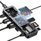 DOCKASE Smart USB-C Hub 10 en 1 Explorer Edition, Doble Pantalla 4K@60Hz, PD 100w, RJ45 Ethernet, 2 USB 3.2, 2 USB 2.0, Lector de Tarjetas UHS-II SD/TF, Dock USB C (Negra Mate)