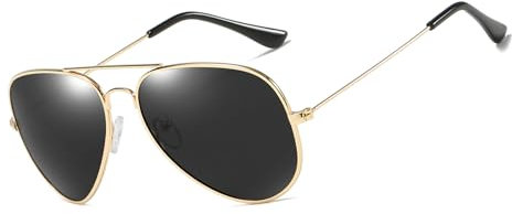 YUIOOISH Gafas de sol de aviador para hombre mujer retro gafas de sol polarizadas marco de metal para conducir pesca protección UV400,Gold/Black Grey