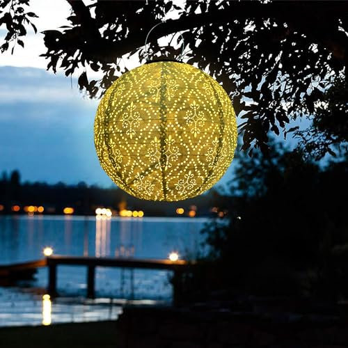 Solar Laternen Tyvek Weiß marokkanische Laterne 30 cm Solar Lampions Außen Wetterfest für Garten, Hof, Innenhof, Hochzeit, Halloween Party Dekoration