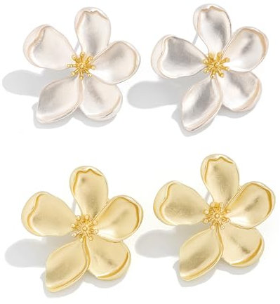 QTTRPCU 2 Paar Blumen Ohrringe Groß,Blume Tropfen Ohrringe Boho Statement Flower Earrings Hypoallergene Modeschmuck für Damen