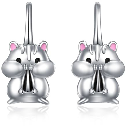 Zeuslia Leverback Tier Hoop Ohrringe 925 Sterling Silber Axolotl/Katze/Schlange/Elefant/Fuchs Huggie Ohrringe Hypoallergen Nette Tier Schmuck Geschenke für Frauen Tochter
