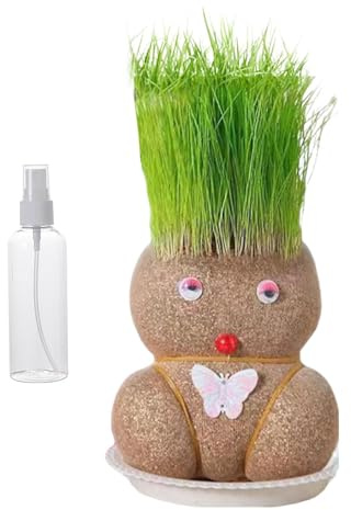 Grow Your Own Kits, Grass Head Doll Plant, Grow Your Own Grass Head for Kids, Cute and Funny GIF-t for Men Women Kids, Fresh Grass Plant for Home and Garden Decoration