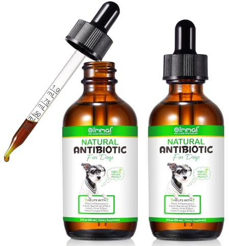 Antibiotiques pour Chiens, Gouttes D'antibiotiques Naturels pour Chiens, Soulagement des Allergies et des Démangeaisons, Traitement des Infections à Levures pour Chiens,120ml