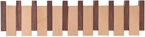 Klavier-Garderobe, Massivholz-Klavierschlüssel-Garderobe, wandmontierte Garderobe mit 4/6/8 herunterklappbaren Haken, Buche und Schwarznussbaum, für Eingangsbereich, Wohnzimmer,8 Hooks