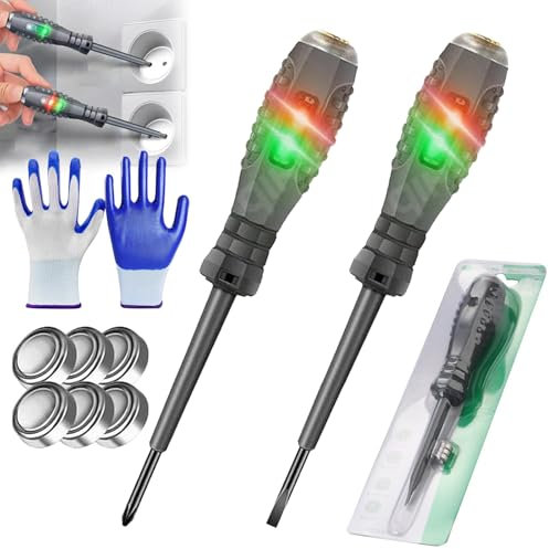 2-in-1 High Torque Strong Magnetic Screwdriver Electricity Detector, Dual-Light Measuring Electric Pen, Non-Contact Voltage Tester Pen with Magnetic Screwdriver Head (Cross-head + Flat-head)