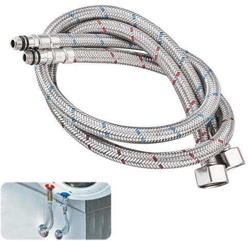 Mélangeur flexible aililong, set de 2 tuyaux d'évier de cuisine 80cm, tuyau de raccordement flexible de robinet de cuisine en acier inoxydable pour rubinet miscelatori, douche et évier.