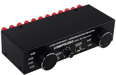 Audio Schalter, Audio Umschalter Lautsprecher Umschalter Aux Audio Analog Stereo Schalter Splitter 4 Input 2 Output or 2 In 4 Out, für Phono Kopfhörer Amp PC Lautsprecher