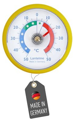 Lantelme Kühlschrankthermometer Selbstklebend Temperatur + - 50°C Analog | Thermometer Gelb für Gefrierschrank Eisfach Kühltheke Kühlzelle Kühlfach Kühlschrank | Bimetall Analog (Gelb)