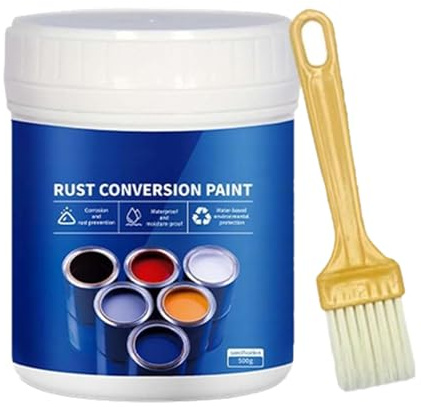 Weatherproof Rust Converter Paint for Metal, 2-in-1 Rust Remover for Metal & Primer, Black Water Based Paint for Automotive Steel Tile Renovation (Black)