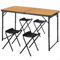AKTIVE 63162 Mesa Plegable de Aluminio con 4 taburetes de Acero, Altura Regulable 60/70 cm, Superficie 120 x 60 cm, Acabado bambú, diseño portátil con asa para Camping, Playa y jardín,