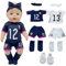 JSTHHTT Puppenkleidung für Baby Puppen, Fußball Baby Kleidung mit Kurzen Ärmeln Shorts Stirnband Ballspiel Schuhe Haarspangen Ärmel, für Mädchen Jungen(Keine Puppe)