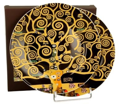 Duo Kuchenteller 2er-Set Klimt Tree of Life brown - 19cm