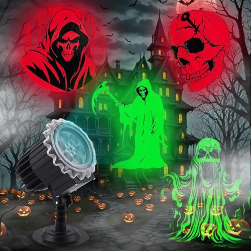 Projecteur Halloween Étanche Décoration Projecteur de Lumière, 3D Dynamique LED Lampe, Halloween Lumière Projection pour Jardin Fête Décoration Intérieure Extérieure