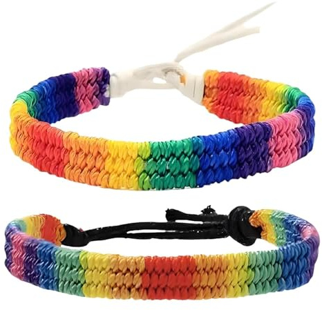 JIUCHAOTONG 2 Stück Regenbogen armband, LGBT Regenbogen Armbänder, Rainbow Lgbt Pride Bracelet Handmade Braided, Geflochtenes armbander Verstellbar, für Männer und Frauen