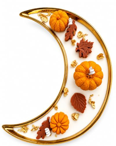 MucizeGifty Pumpkin Spice Duftkerze im goldenen Halbmond Glas | Handgegossene Herbstkerze aus Sojawachs | Kürbis Deko | Herbstdeko | Limitierte Edition