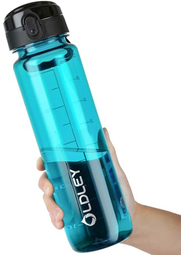 OLDLEY 1 Liter Wasserflaschen mit Sieb, BPA-freie, auslaufsichere Trinkflasche, leichte, wiederverwendbare 1000ml Tritan Sportflasche für Radfahren, Fitness, Universität, Sport, Outdoor, Büro, Camping