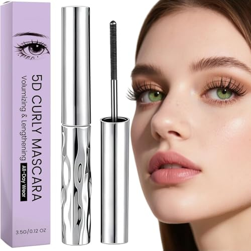 Iron Wand Mascara - Telescopic 5D Curling Mascara - Smudge-Proof, Volumizing, Waterproof, Washable Metal Wand, Long-Lasting Buildable Formula for Length, Volume (Black)