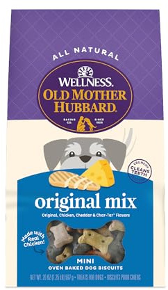 Old Mother Hubbard Wellness Original Mix Dog Biscuits, Natural, Training Treats, Four Flavors, Mini Size, (20 Ounce Bag)