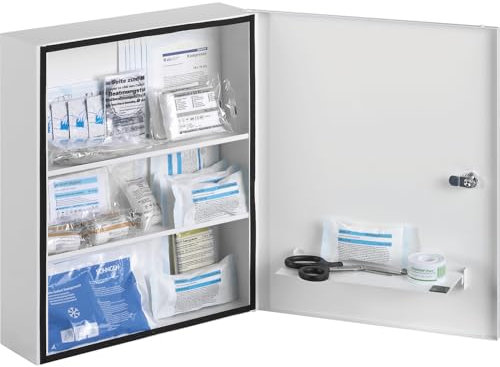W Söhngen GmbH | Verbandschrank nach DIN 13157 | mit Inhalt | weiß | Tiefe 112 mm | HxB 462 x 402 mm