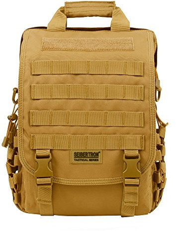 Seibertron Molle Multifunktions Umhängetasche Oder Rucksack Airport Friendly Schultertasche, Aktentasche Sleeve Tasche für 14.1 Zoll Netbook/Laptop Case Business Aktenkoffer (Khaki)