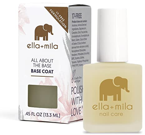 ella+mila Ridge Filler Base Coat Nail Polish - Smoothing Nail Treatment and Long-lasting Ridge Filler - Nourishing Clear Polish for Natural Fingernails (0.45 fl oz)