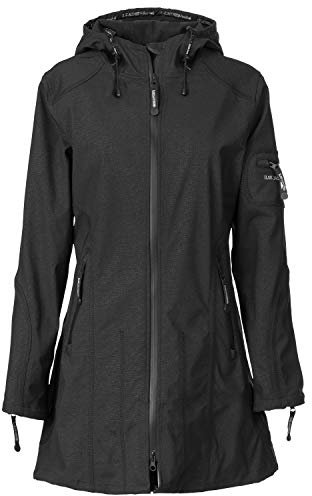 Ilse Jacobsen Damen Parka mit Kapuze | Outdoor Regenjacke wasserdicht, Winddicht, atmungsaktiv | Softshell 100% Polyester | RAIN07 Schwarz 44