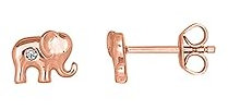 XENOX Ohrringe XS1540R Damen Ohrstecker Elefant Ethno Club Sterling-Silber 925 Rose Weiß Zirkonia