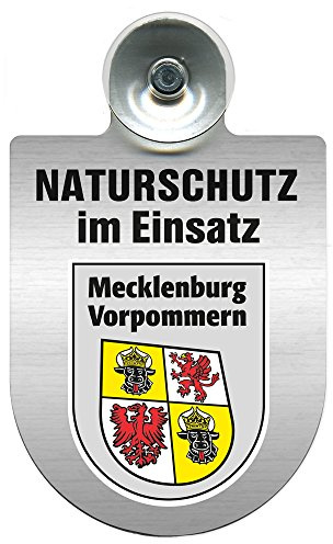 Einsatzschild mit Saugnapf - Naturschutz im Einsatz - incl. Regionenwappen 393826 Mecklenburg-Vorpommern