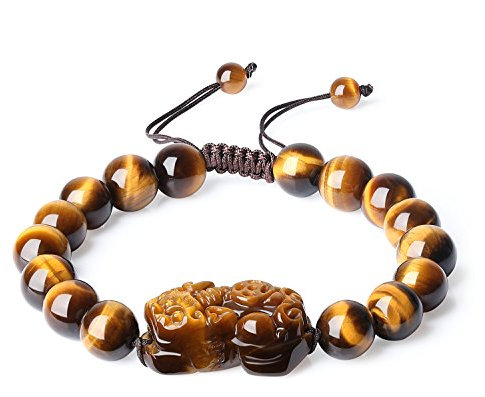 COAI Bracelet à Charms Pixiu Chinois Amulette Œil de Tigre Homme