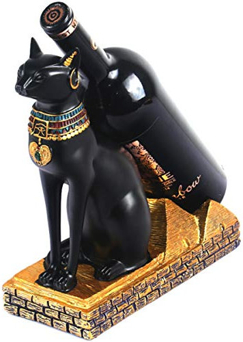 Fantes Wine Rack Holder Ancient Egyptian Deity Wine Bottle Stand Rack Premium Resin Material Novelty Gift for Kitchen Home Room Decoration (Resin - Bastet)