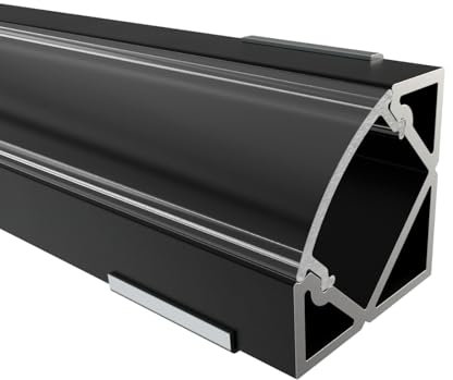 Alumino | LED Aluminiumprofil Schwarz | 200 cm | inkl Zubehör | Eckprofil | Semi Abdeckung | für 12 mm LED-Streifen | 2m | Mosel