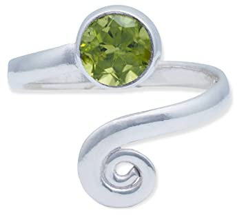 Ring 925 Silber Peridot leuchtend grüner Stein größenverstellbar Edelstein echt Silber Damen Sterling Silber Geschenk (MRV-102-59)