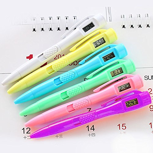 6pcs Kugelschreiber Mit Elektronischer Uhr 0.5MM Fine Point Gel Pen Mit Time Clock Zum Prüfen, Schreiben Und Notieren, Schulbriefpapier Geschenk Für Jungen Und Mädchen 6 Stück