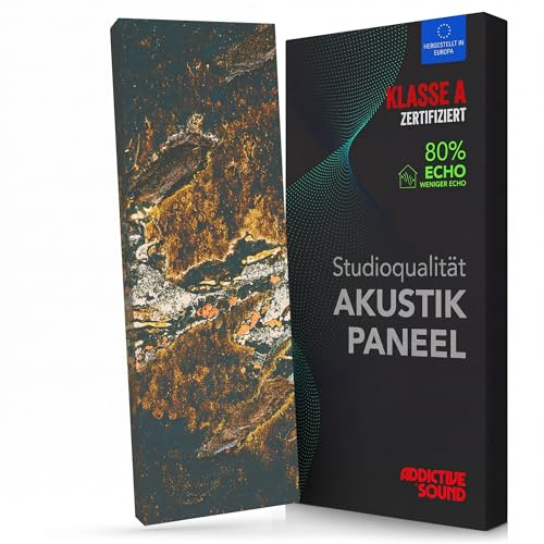 Addictive Sound Akustikbild Schallabsorber 148x50x6 cm, Gold 2 | Breitbandabsorber ab 100 Hz, Kunstdruck auf Akustikstoff, EU-Produktion, Wand- und Deckenmontage-Set inklusive