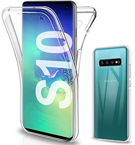 Gnews - Custodia Compatible with Samsung S10, in silicone trasparente e TPU, a 360 gradi, protezione completa del corpo, compatibile con Samsung Galaxy S10-6,1