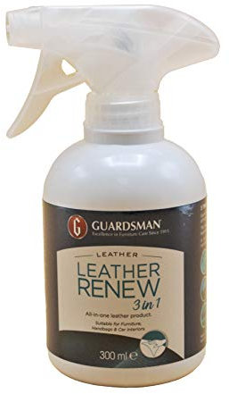 Guardsman Leather Renew 3 in 1 Protectant Spray - 300ml to Clean, Moisturise & Protect Leather | Leather Cleaner & Conditioner for Sofas, Bags, Shoes, Cars & Furniture - Vinyl & Aniline Protection