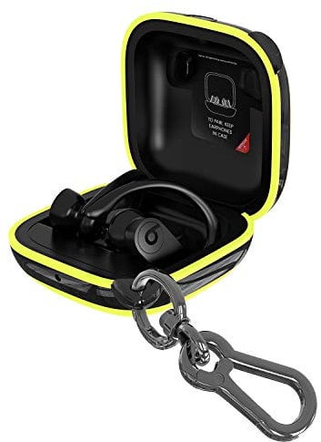 ANKASI Compatible Powerbeats Pro Case Cover,Full Protective Shockproof Anti-Slip Silicone Case for Beats Powerbeats Pro 2019(Black Edge+Yellow)