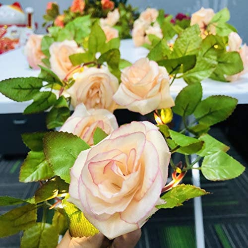 Pink Rose Vine Garland with string light