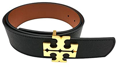 Tory Burch 75407 Black/Classic Tan 3,8 cm Damen Reversible Logo Gürtel (Größe: S), Schwarz/Classic Tan, S