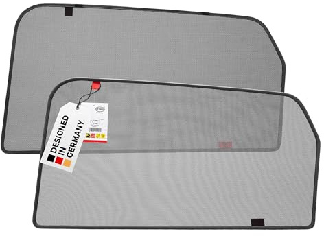 HEYNER® Sonnenschutz mit Magnethalterung für Seat Leon 3 ab 2012 | 2er-Set, passgenau für die hinteren Türen (links/rechts), grau gummierter Rahmen, aus Gummi und Kunststoff