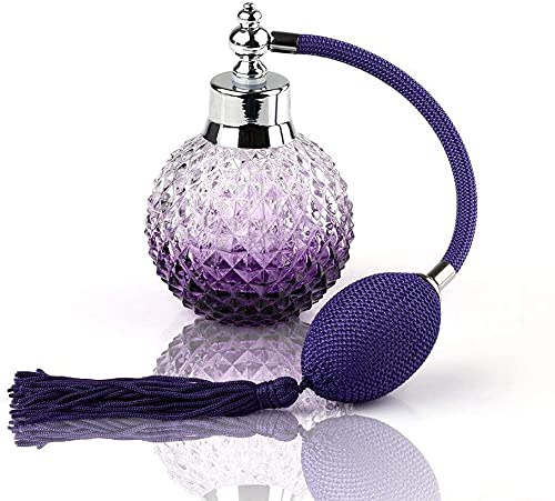 GIVBRO Crystal Art Vintage Style Refillable Perfume Atomizer Long Spray Bottle Purple 100ml 1 Pc