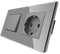 CNBINGO Schuko Socket con interruptor de luz, con placa de vidrio, moderno interruptor de pared Gris de vidrio de cristal, con material fluorescente, interruptor de 1 bandas de 1 vía, 10A 250V