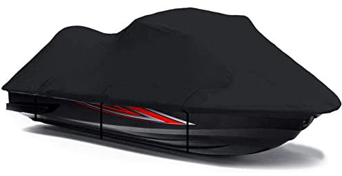 Motorbootabdeckung, Universal Jetski AbdeckungAus Wasserdichtem Oxford-Gewebe 210D Jet Ski Cover für 420 * 300cm das Boot,Schwarz,136 to 145