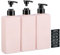 Segbeauty Dispenser Sapone Quadrato, 3 Pezzi 400ml Dosatori per Sapone Liquido in Plastica per Bagno Cucina, Bottiglie Vuote con Pompa, Flacone Ricaricabile per lozione, gel doccia e balsamo, Rosa