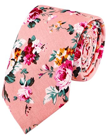 HOULIFE Cravate fine en coton pour homme - Cravate fine pour homme - 6 cm - Pour un usage quotidien - Pour mariage, fête, 1/2 pièces, Rose, 145x6cm
