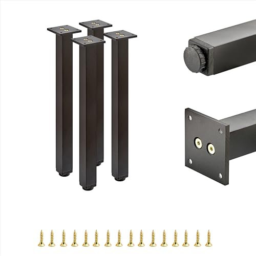 ALUSFERA 4 x Möbelfüße Verstellbar 30x30x400mm - Füße für Möbel aus eloxiertem Aluminium - Möbelfüsse Höhenversteller bis zu 20 mm - Schrankfüsse Reinigungsmittel und Feuchtigkeit resistent,Schwarz